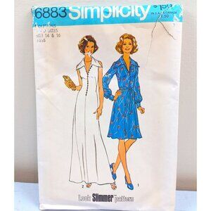 Simplicity 6883 Misses Dress Sewing Pattern Size 14 & 16 With Two Length Options